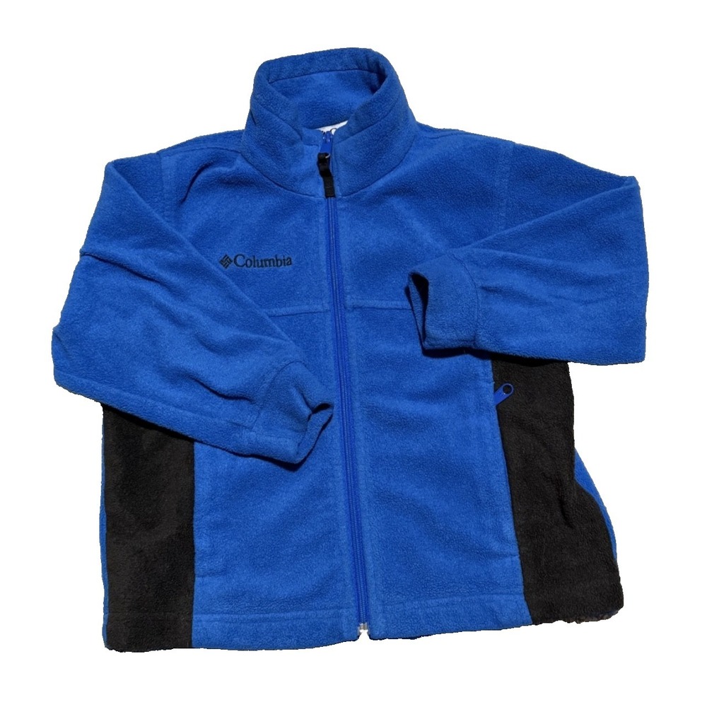 Columbiaβ Jacket Sweatshirt Boys Size 4/5 Black Blue Fleece Full Zip